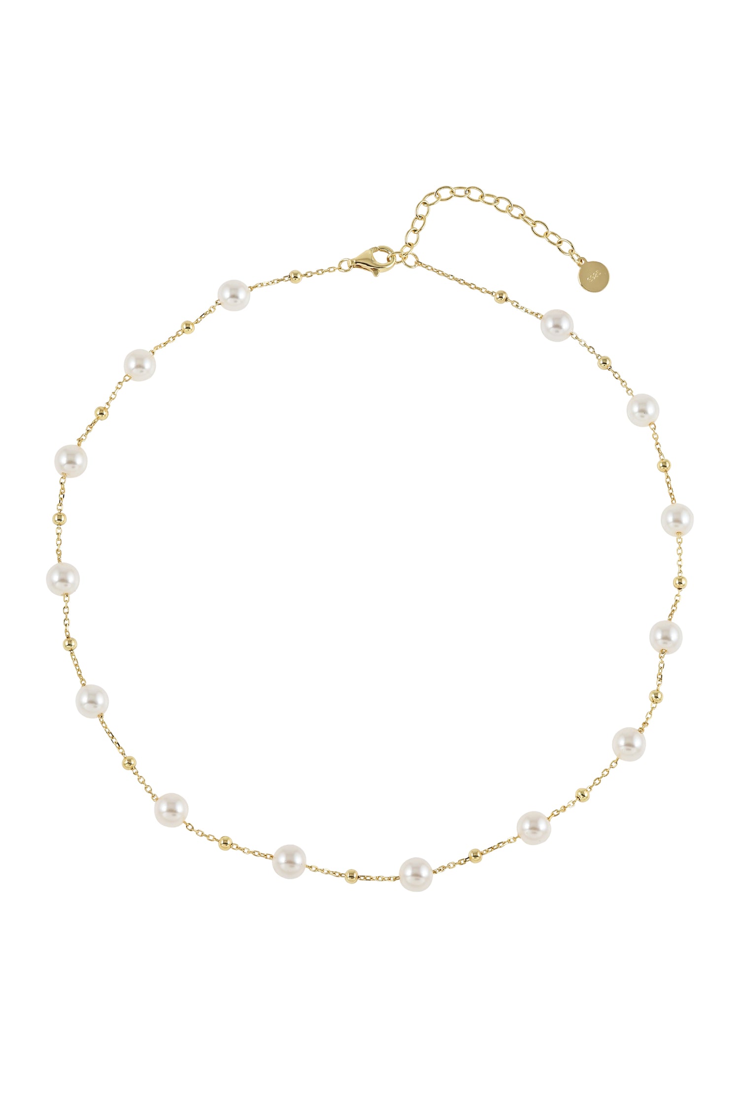 Gold Beaded Pearl Necklace