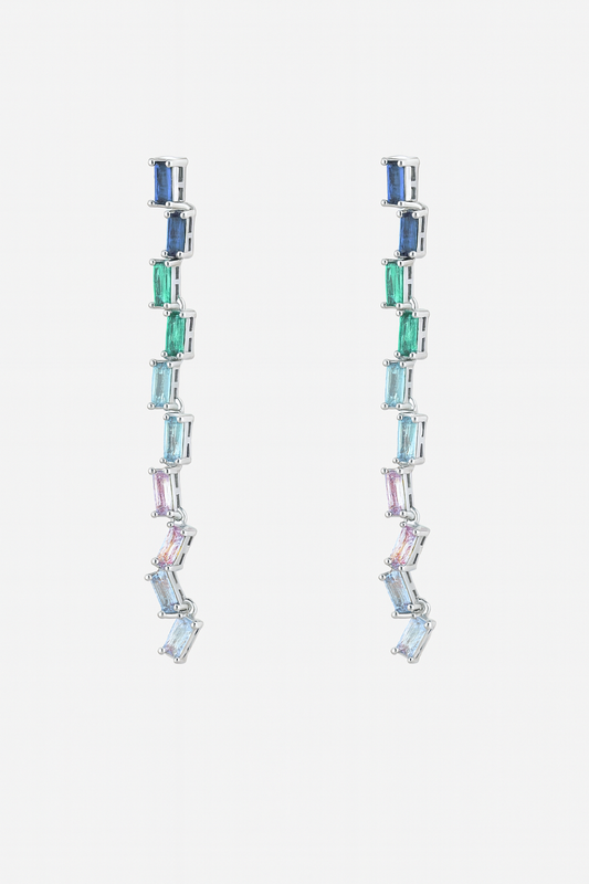 Multicolored Silver Drop Earrings