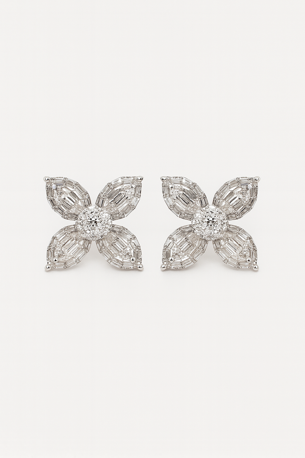 Baguette Flower Stud Earrings