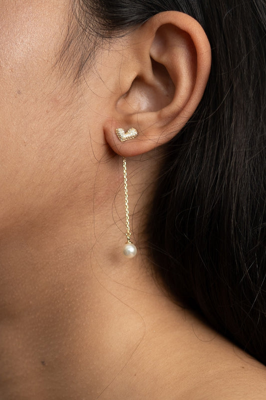 Heart of Pearl Drop Earrings