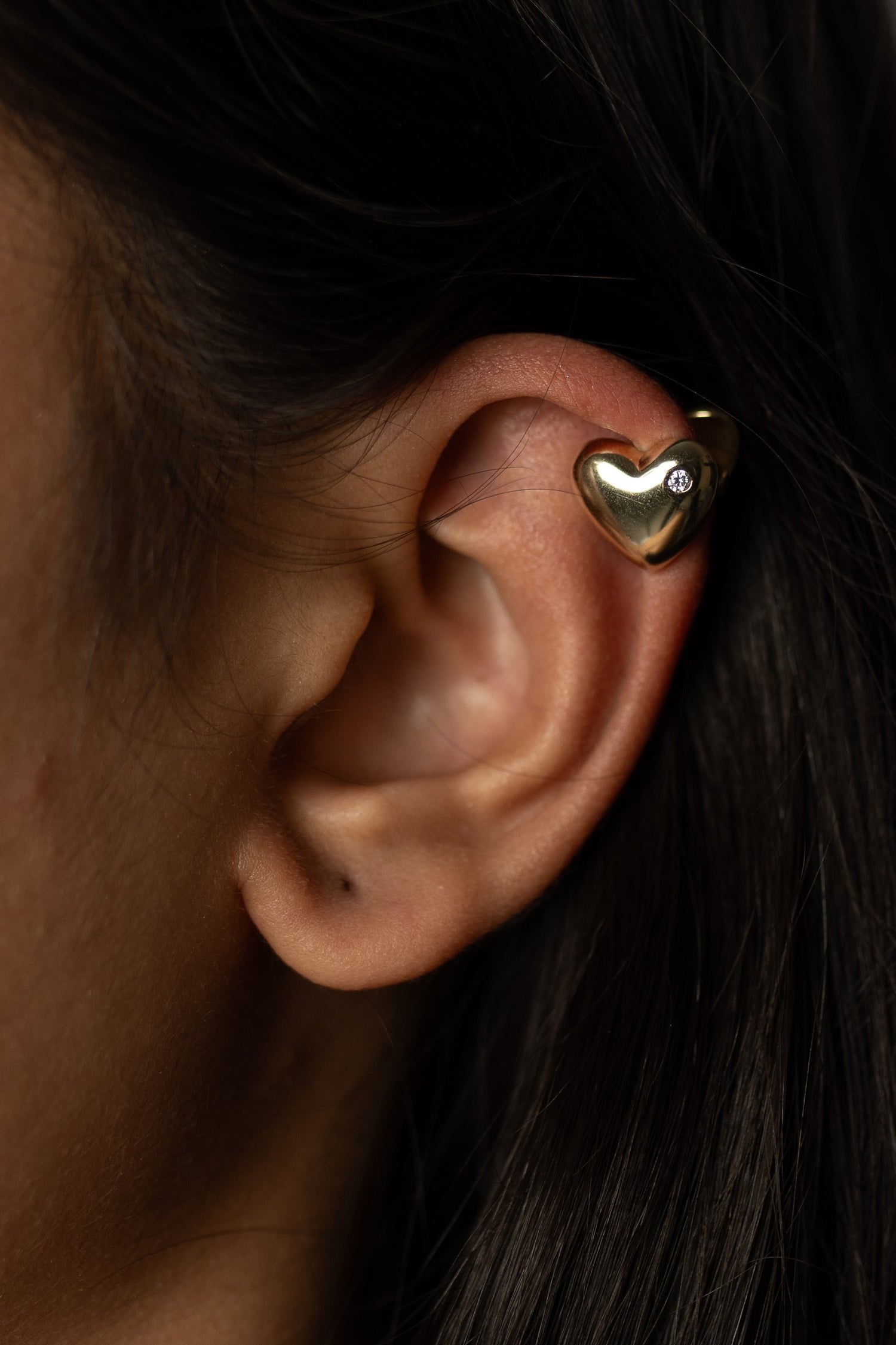 Silver Heart Ear Cuffs