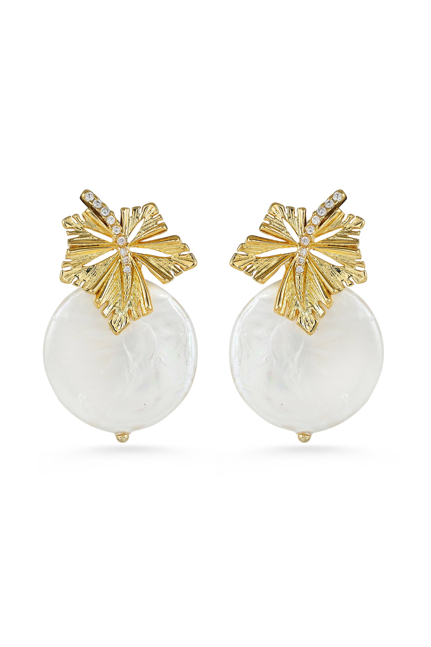 Sunleaf Pearl Drop Earrings