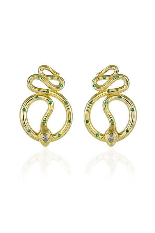 Emerald Snake Drop Earrings