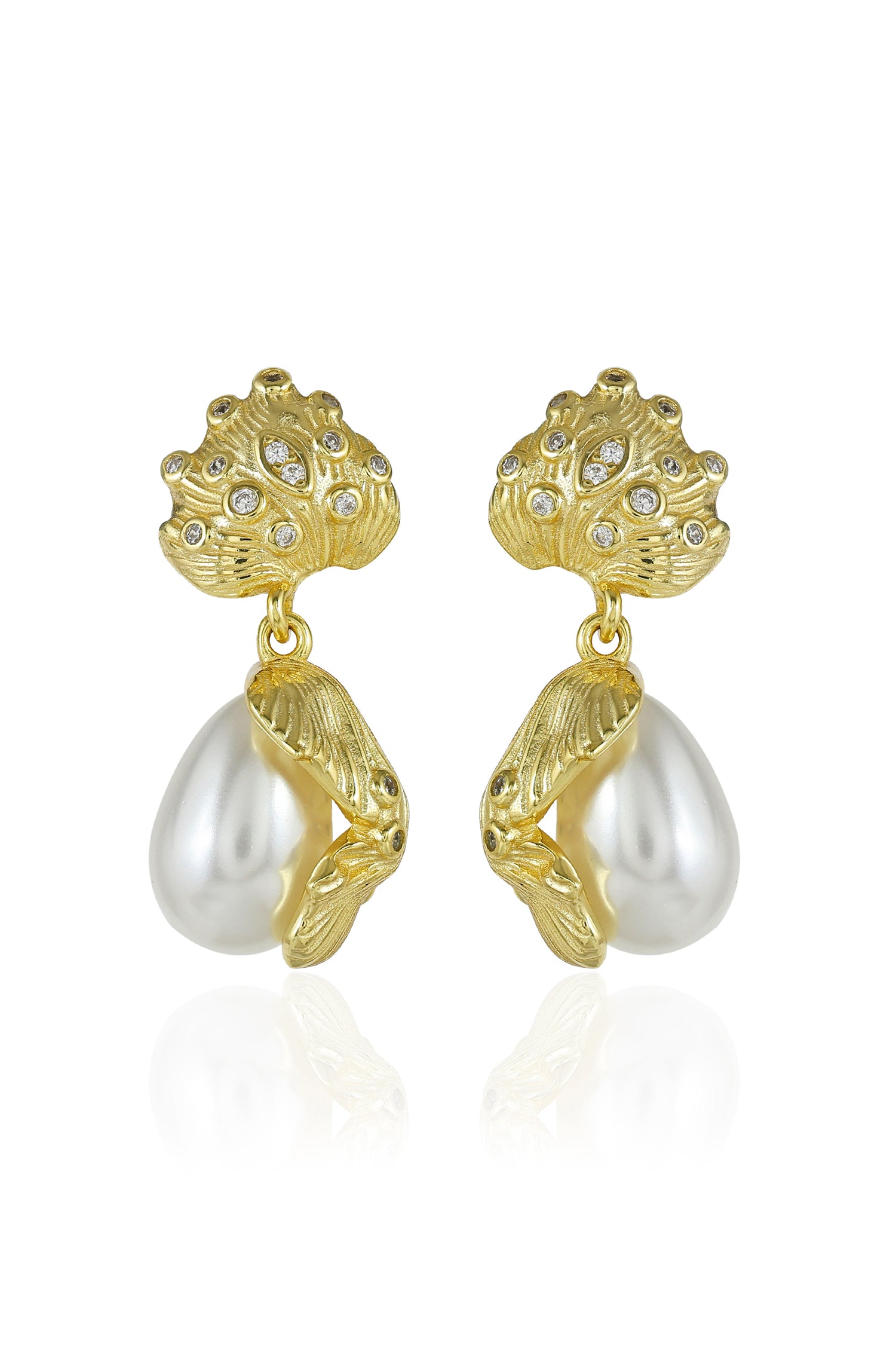 Shell Crown Drop Earrings