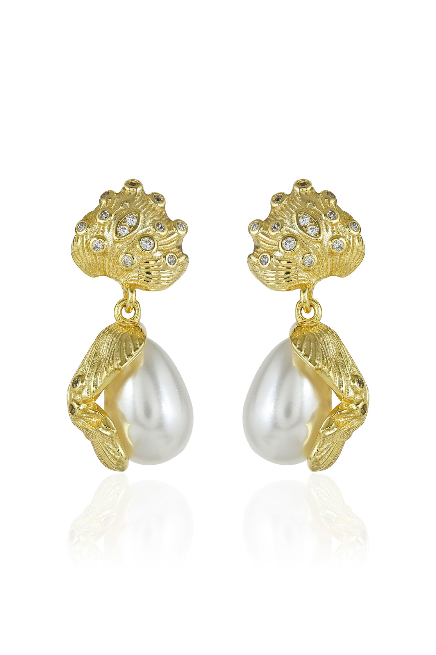 Shell Crown Drop Earrings