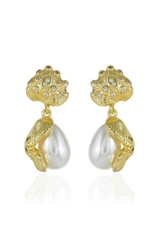 Shell Crown Drop Earrings
