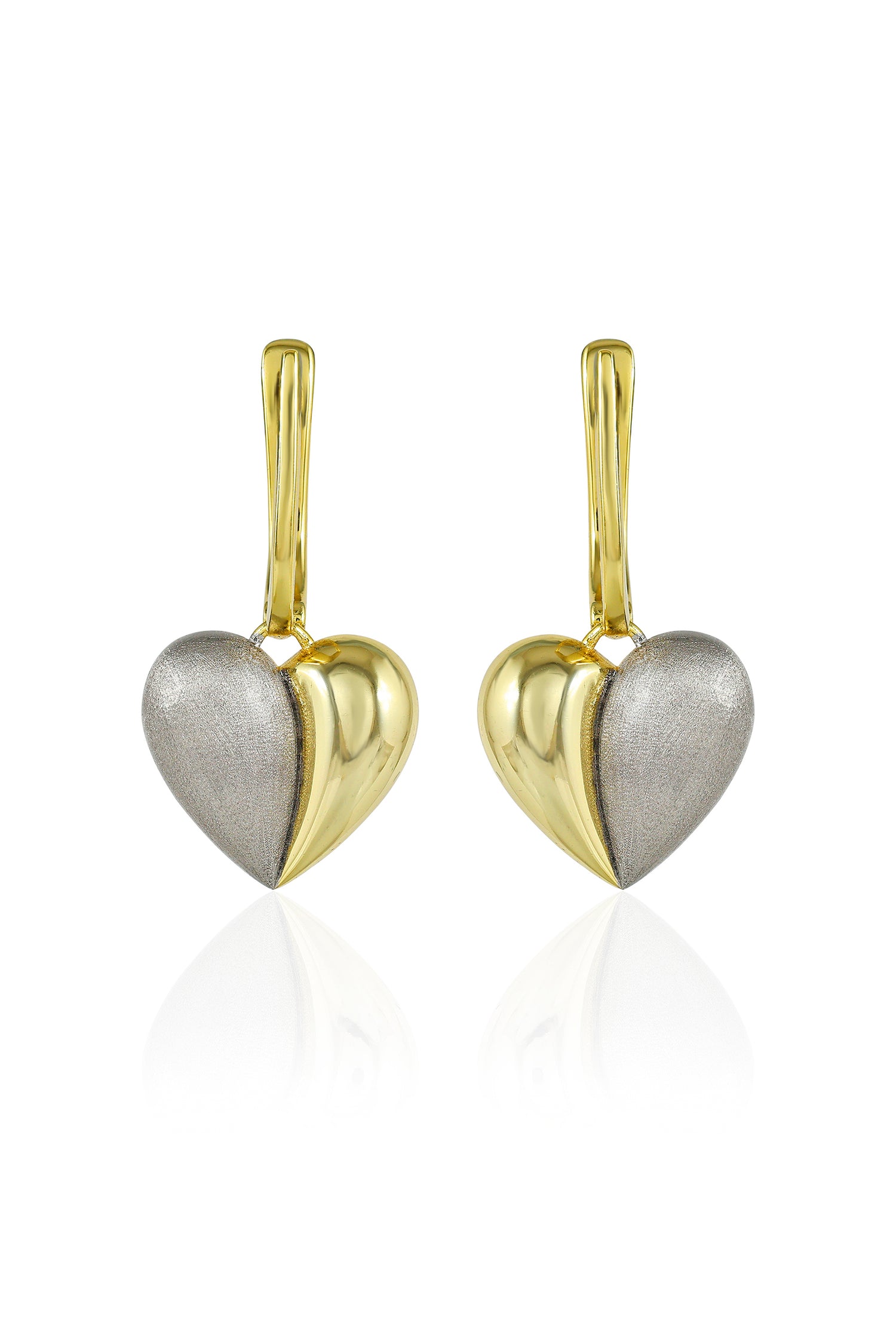 Dual Tone Heart Earrings
