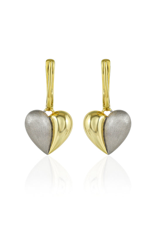 Dual Tone Heart Earrings