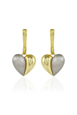 Dual Tone Heart Earrings