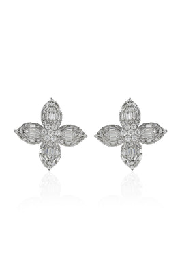 Baguette Flower Stud Earrings