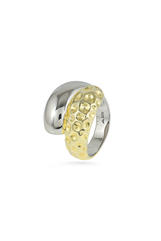 Textured Silver Gold Tone Ring