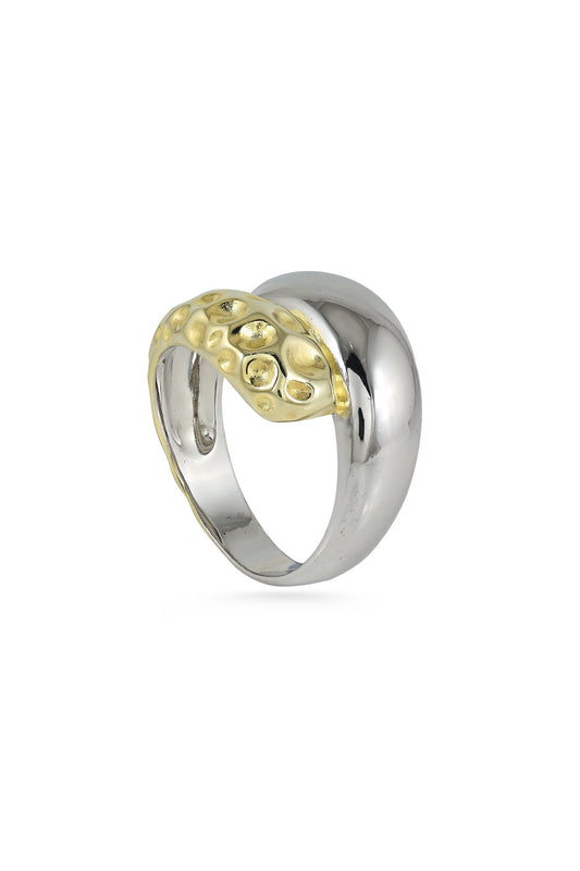 Textured Silver Gold Tone Ring