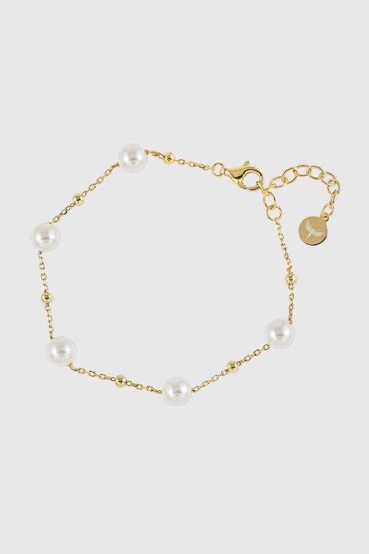 Gold Beaded Pearl Bracelet