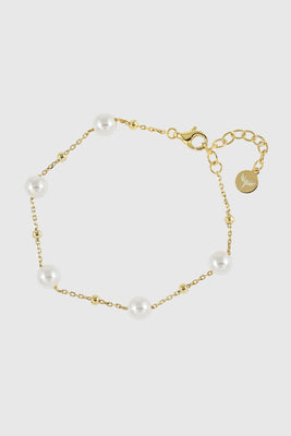 Gold Beaded Pearl Bracelet
