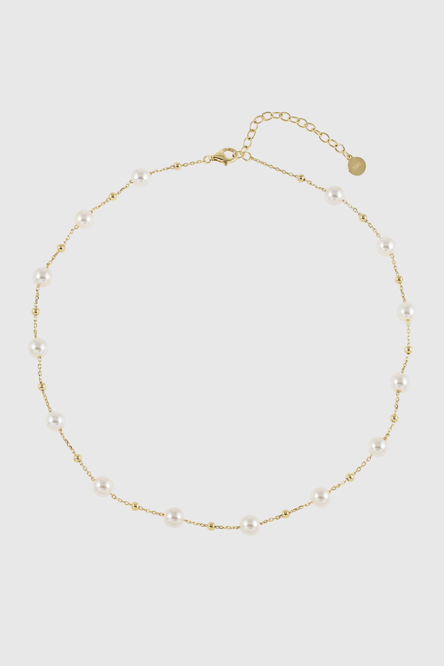 Gold Beaded Pearl Necklace