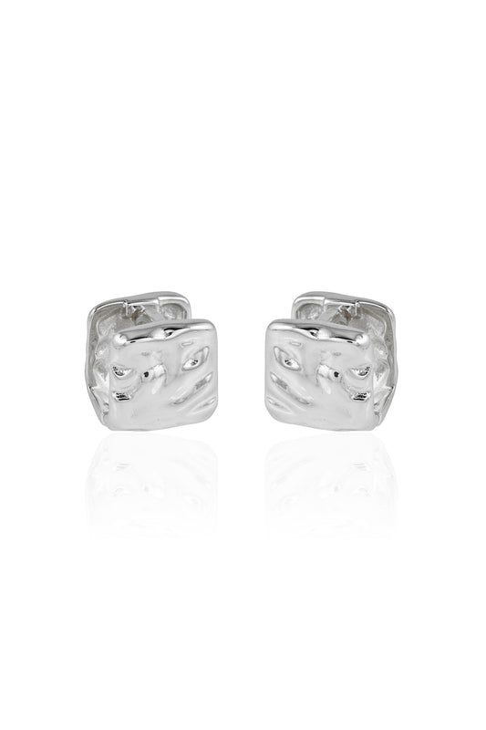 Textured Silver Stud Earrings