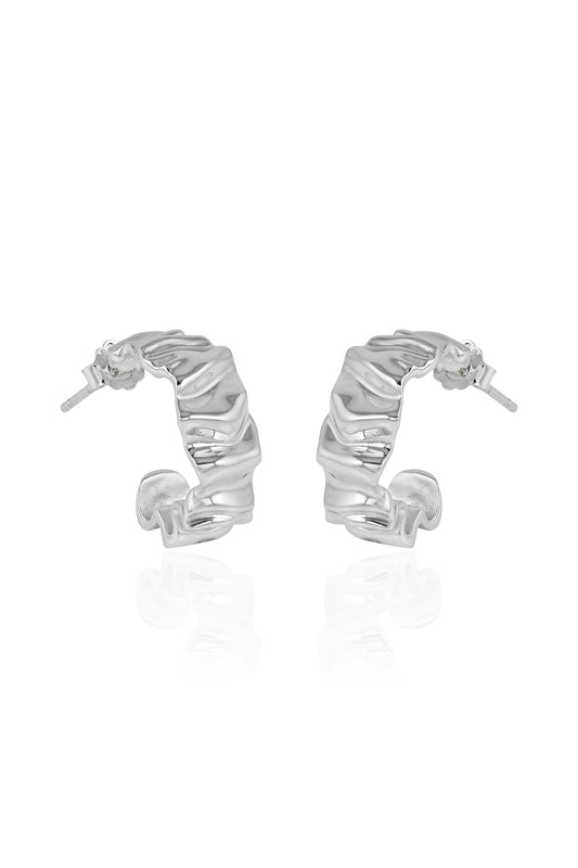 Textured Silver Hoop Earrings