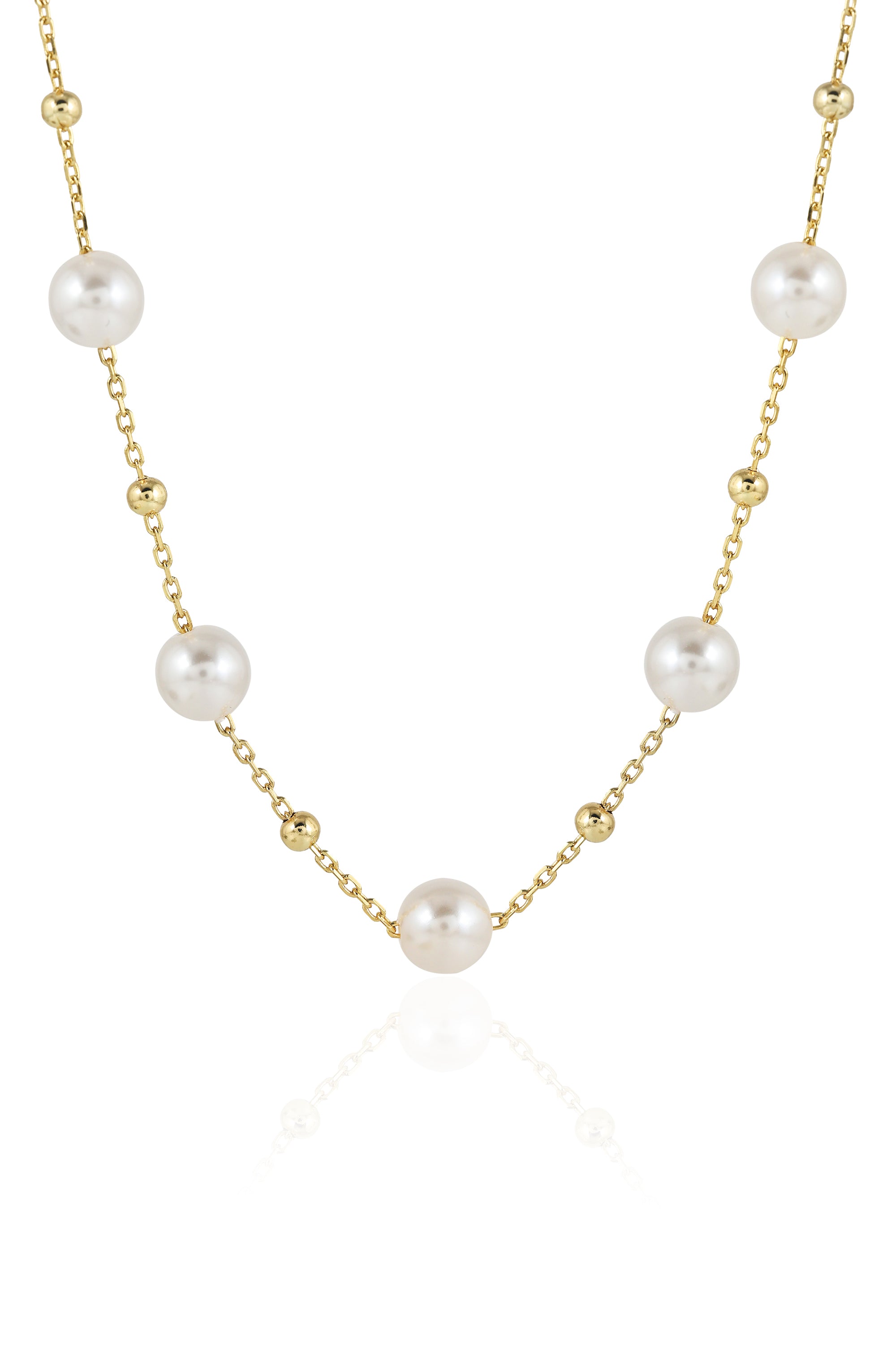 Gold Beaded Pearl Necklace