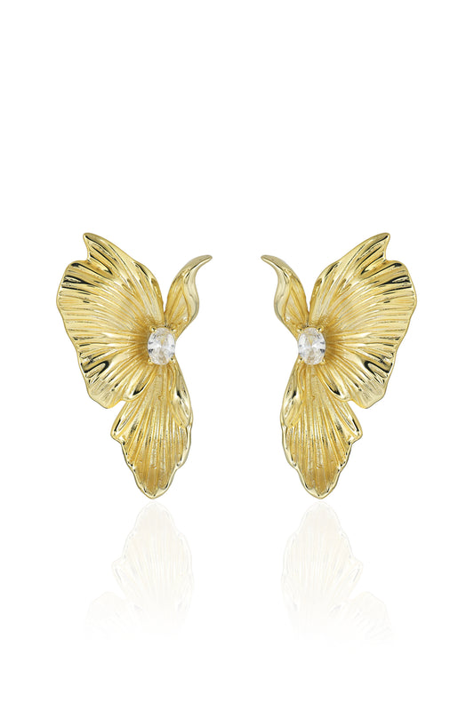 Flower Petal Gold Earrings