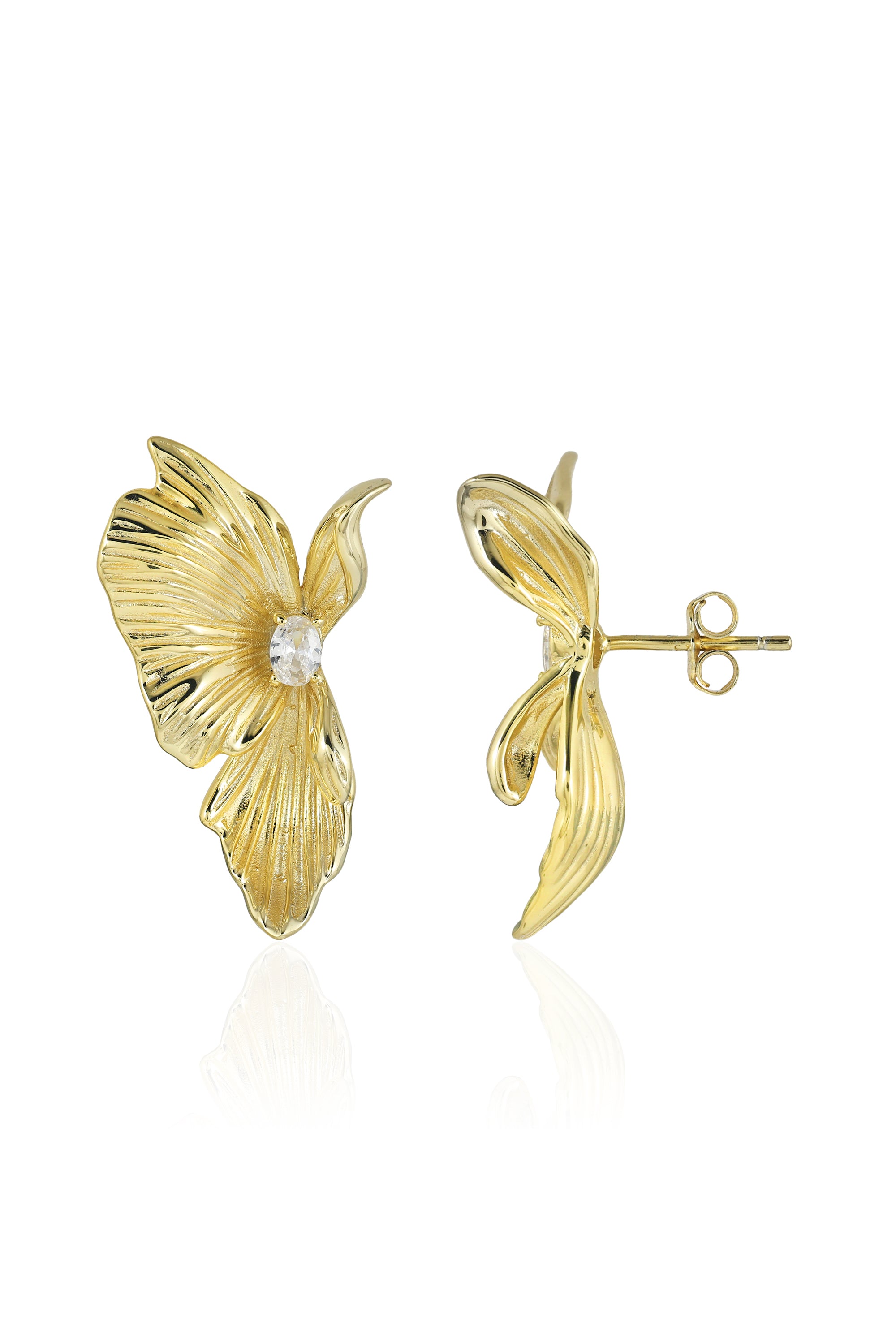 Flower Petal Gold Earrings