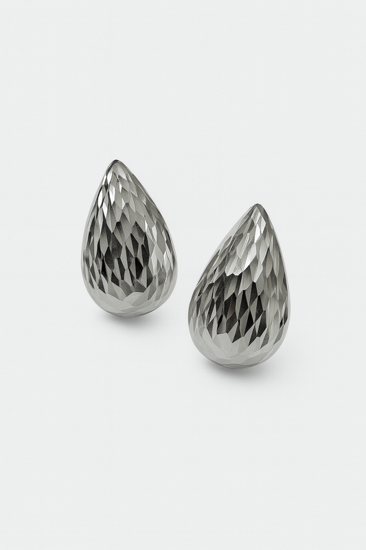 Textured Silver Dome Earrings