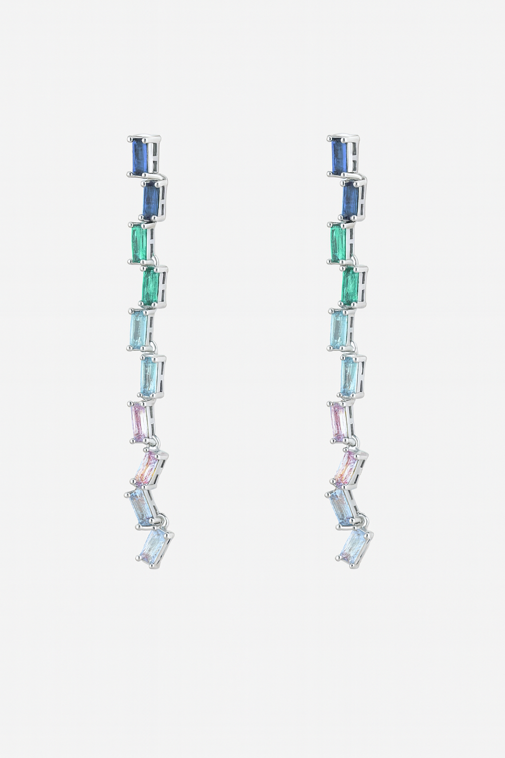 Multicolored Silver Drop Earrings