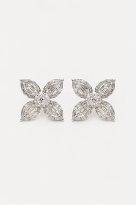 Baguette Flower Stud Earrings