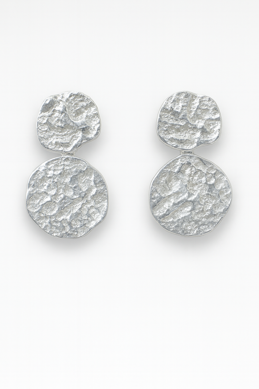 Brushed Silver Drop Earrings