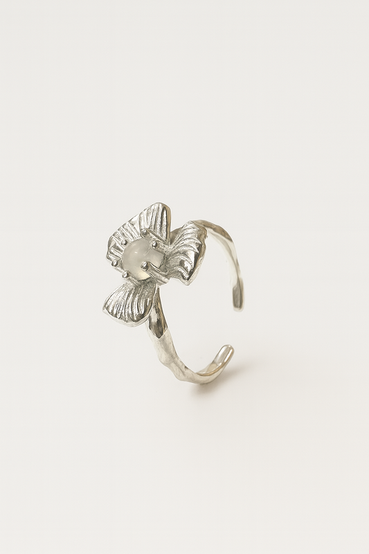 Moon Flower Silver Ring