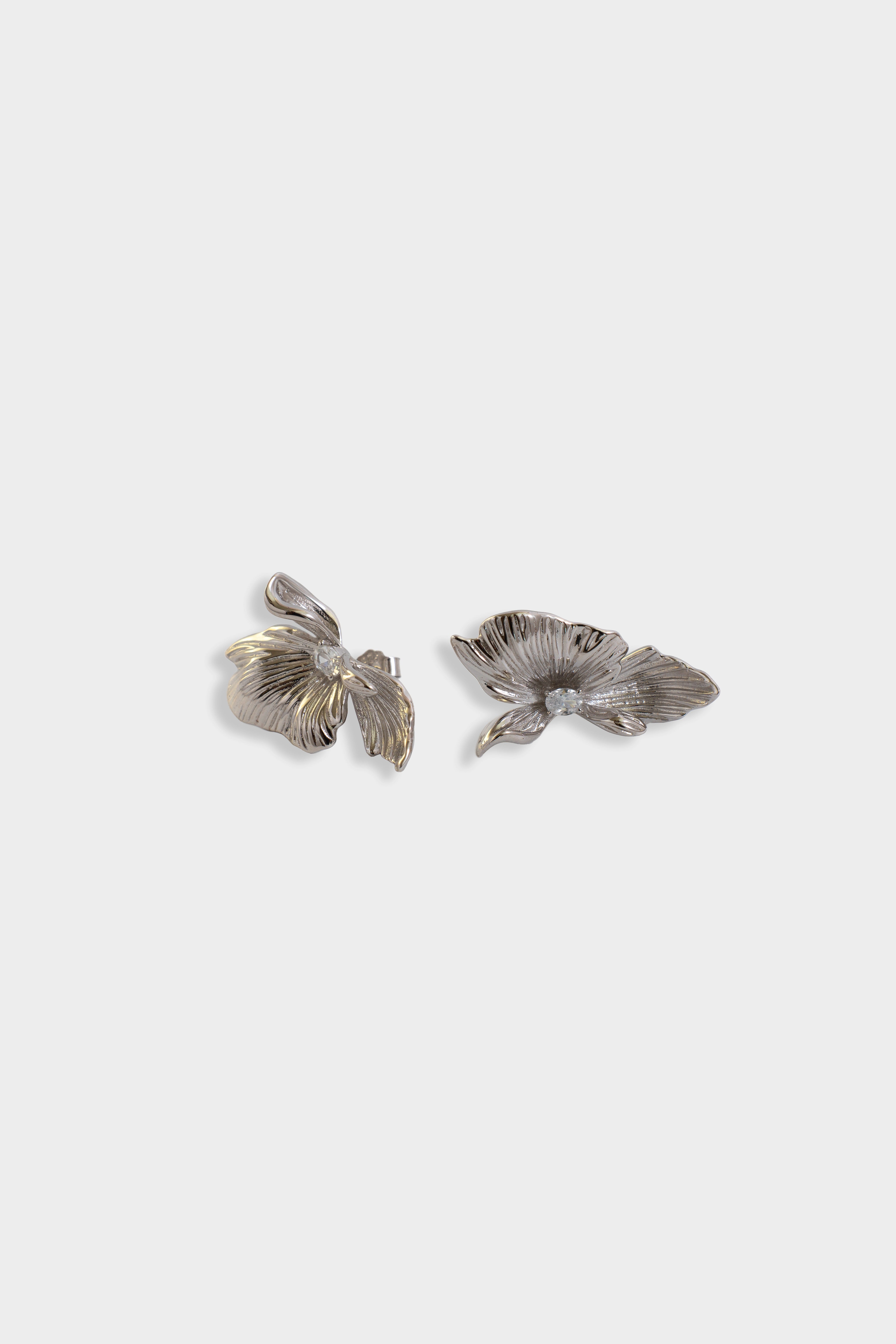 Flower Petal Silver Earrings