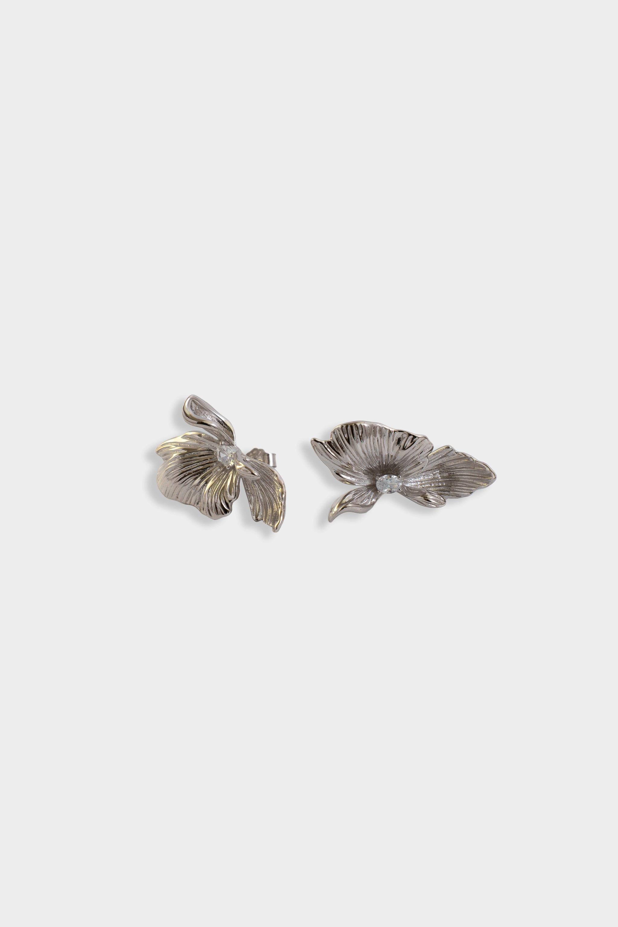 Flower Petal Silver Earrings