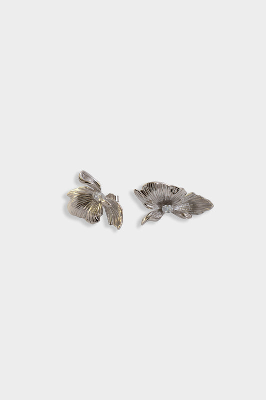 Flower Petal Silver Earrings