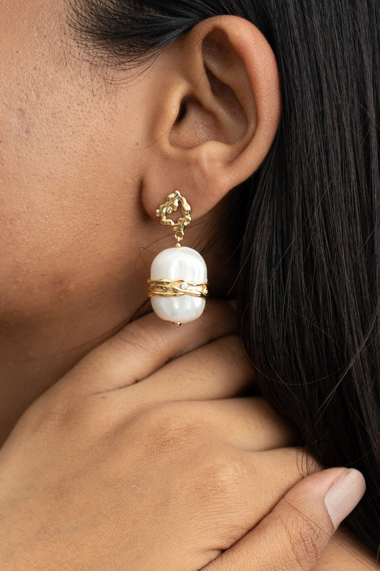 Molten Pearl Drop Earrings