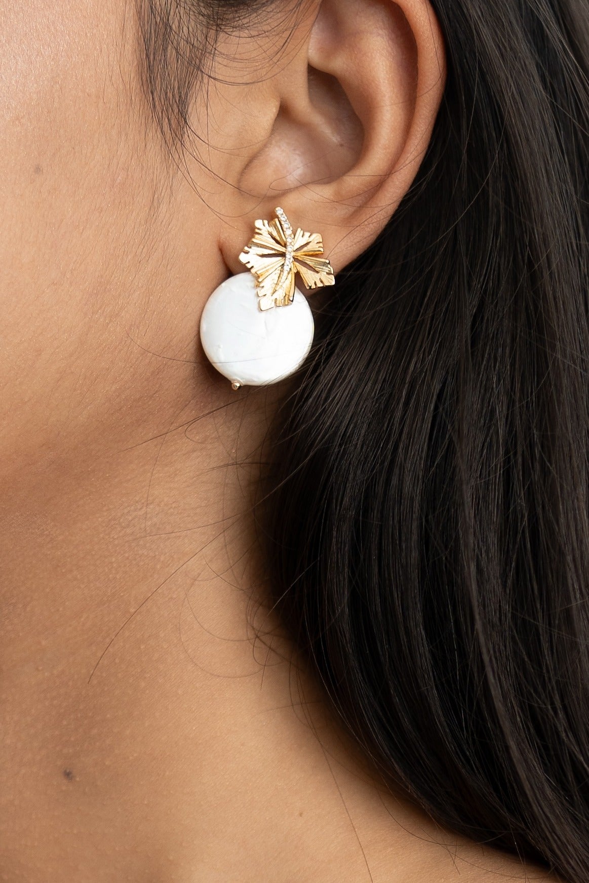Sunleaf Pearl Drop Earrings