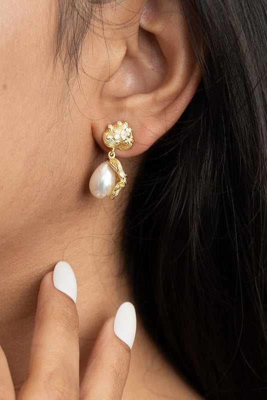 Shell Crown Drop Earrings
