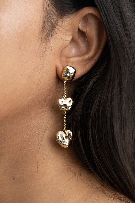 Drip Gold Heart Earrings