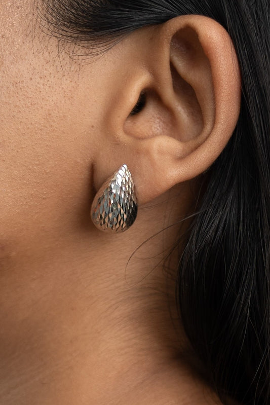 Textured Silver Dome Earrings