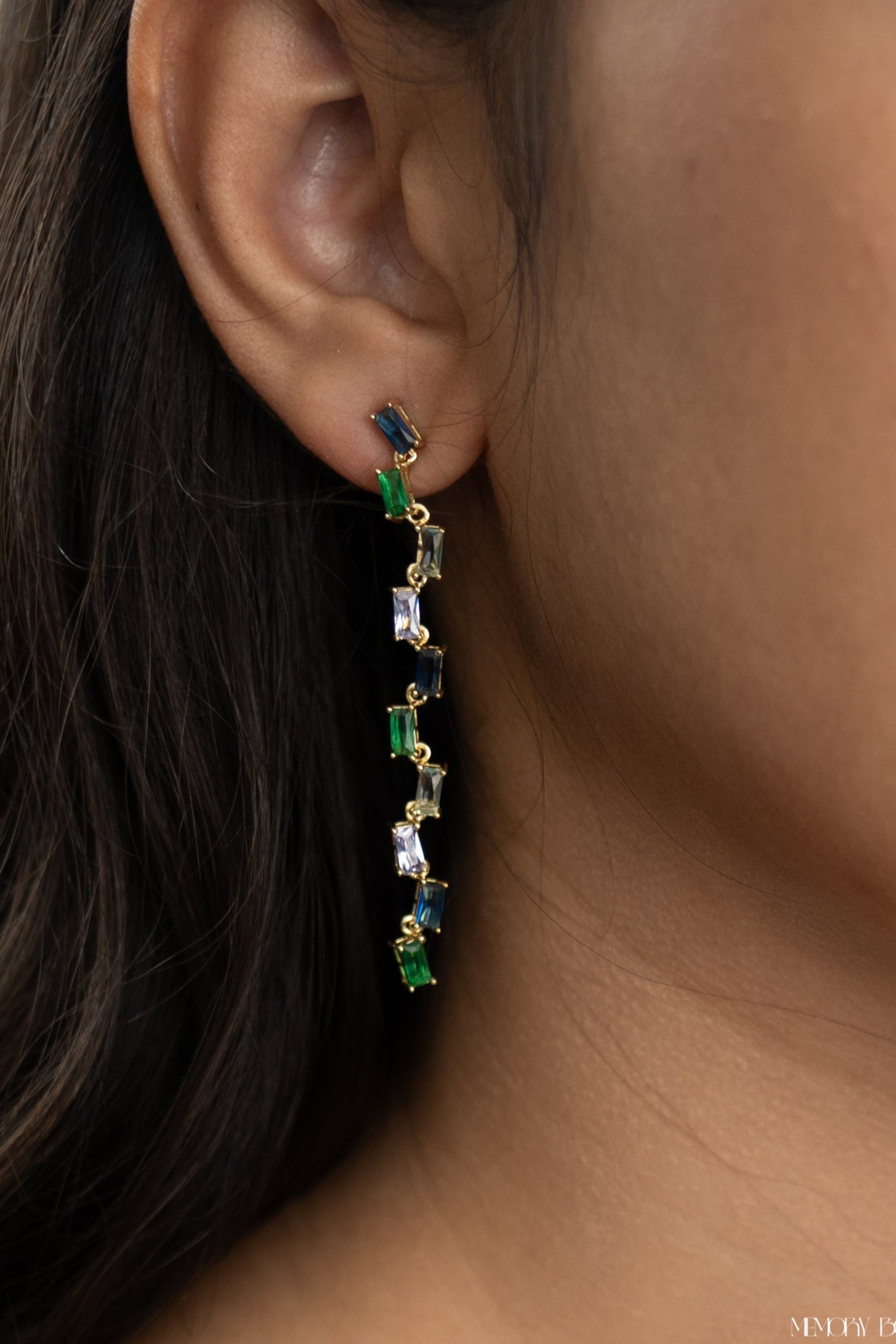 Multicolored Gold Drop Earrings