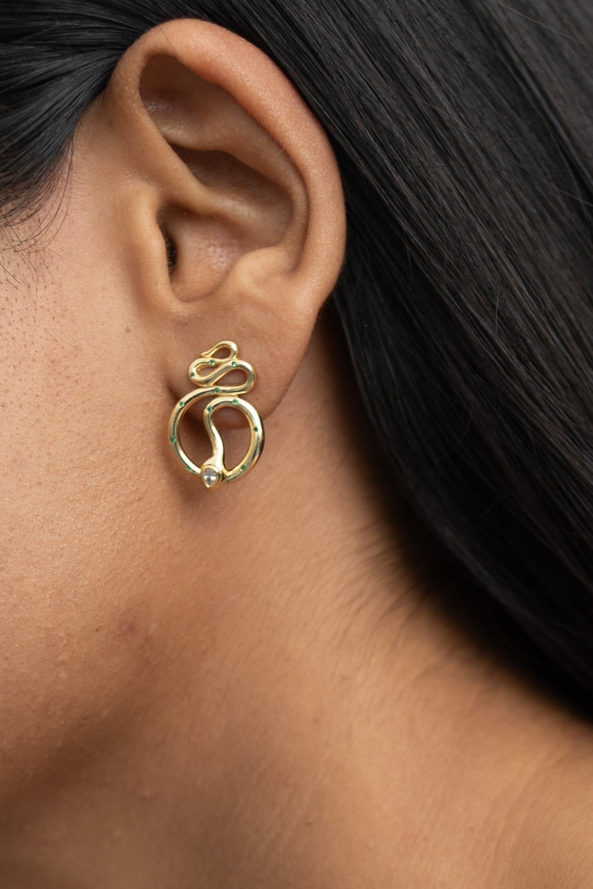 Emerald Snake Drop Earrings