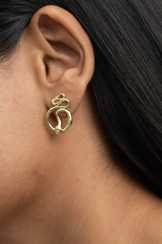 Emerald Snake Drop Earrings