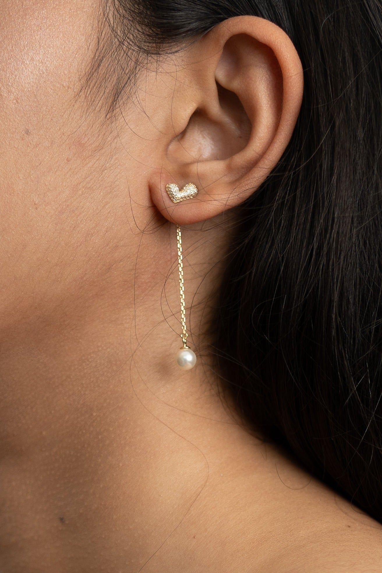 Heart of Pearl Drop Earrings