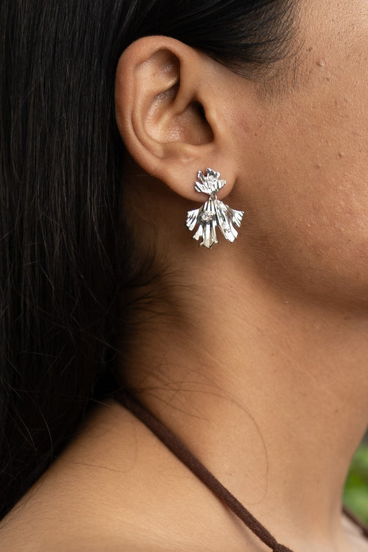 Leaf Drop Silver Earrings