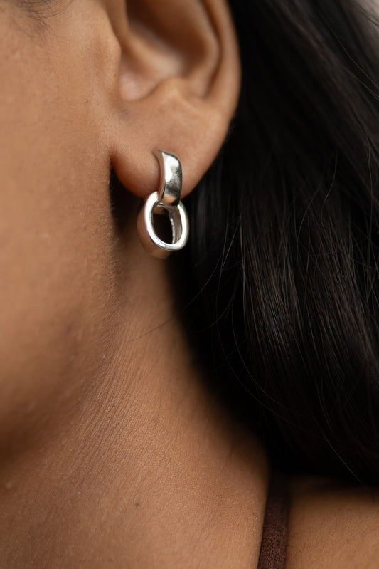 Intertwined  Silver Drop Earrings