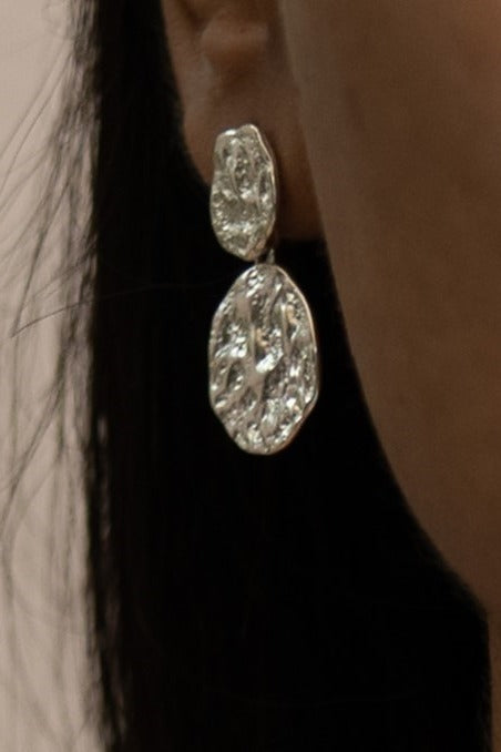 Brushed Silver Drop Earrings