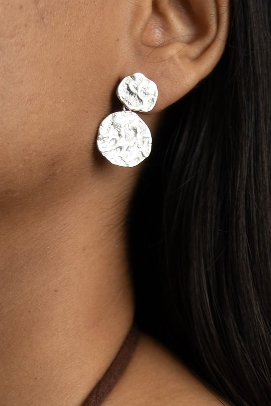 Brushed Silver Drop Earrings