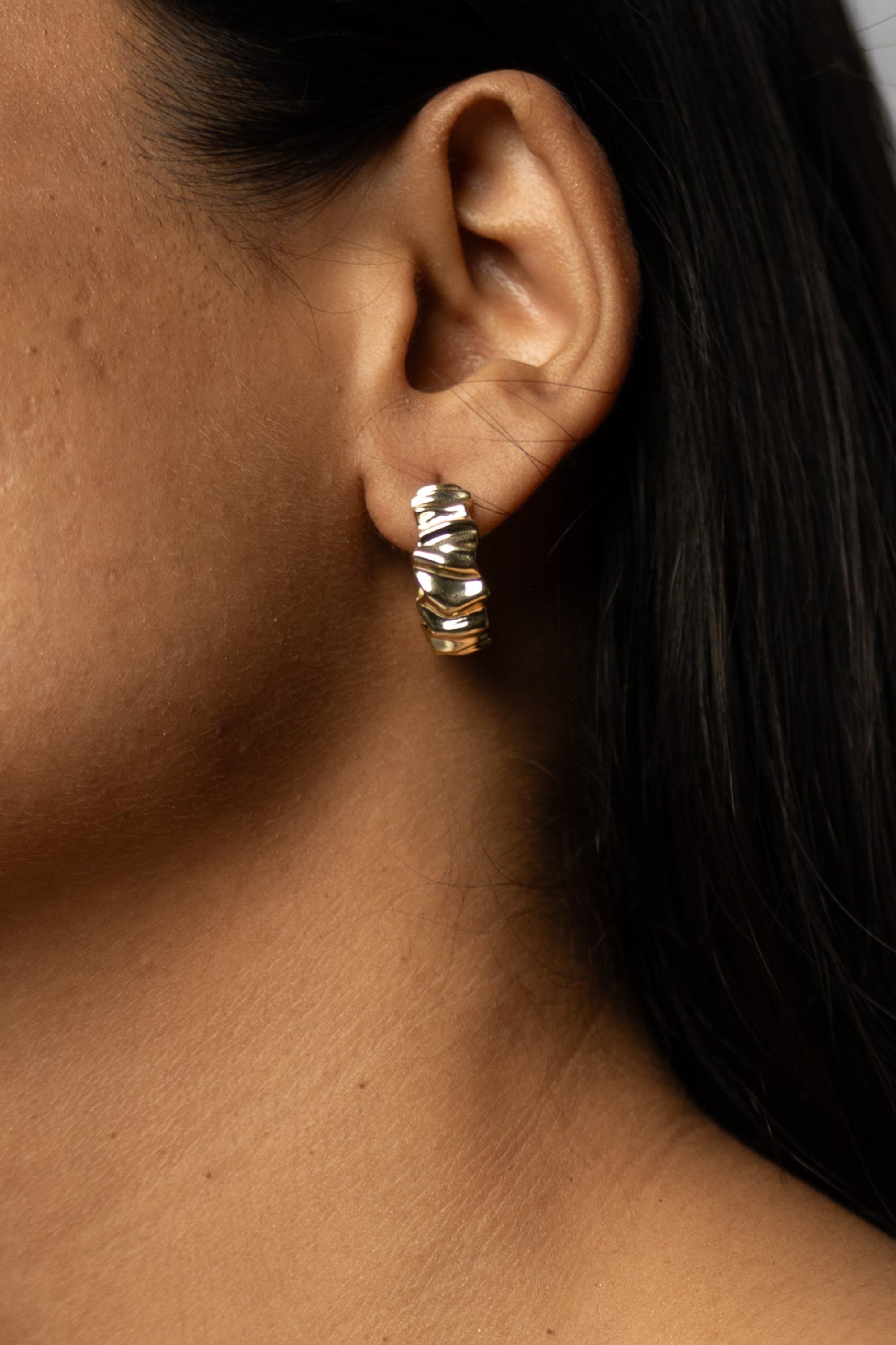 Textured Gold Hoop Earrings