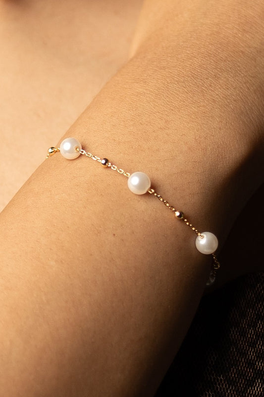 Gold Beaded Pearl Bracelet