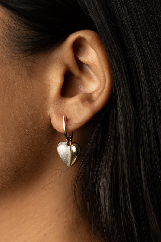 Dual Tone Heart Earrings