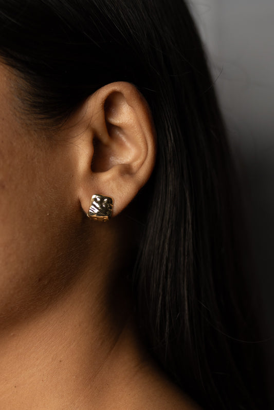 Textured Gold Stud Earrings