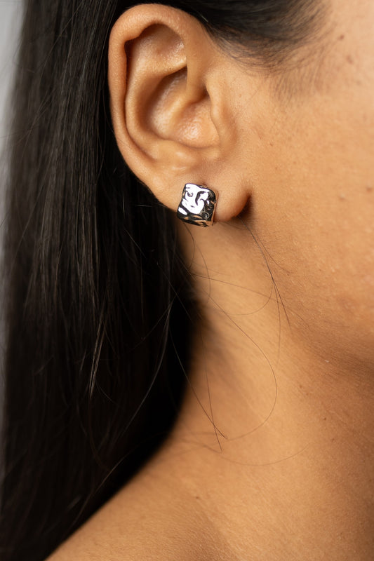 Textured Silver Stud Earrings